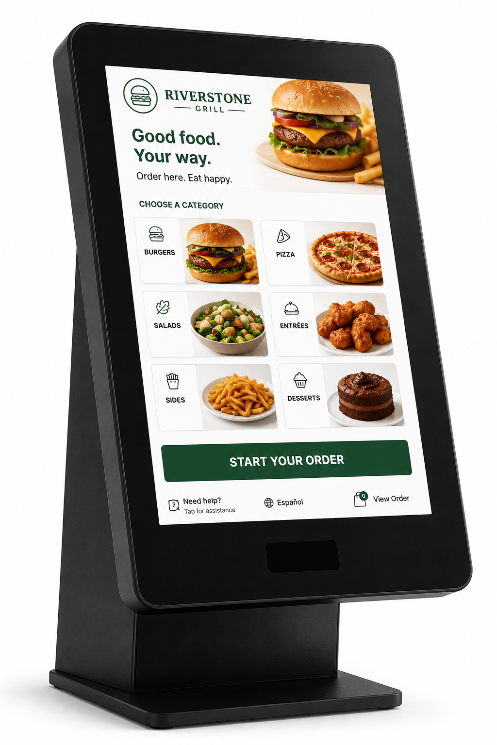 Genius self-service restaurant ordering kiosk