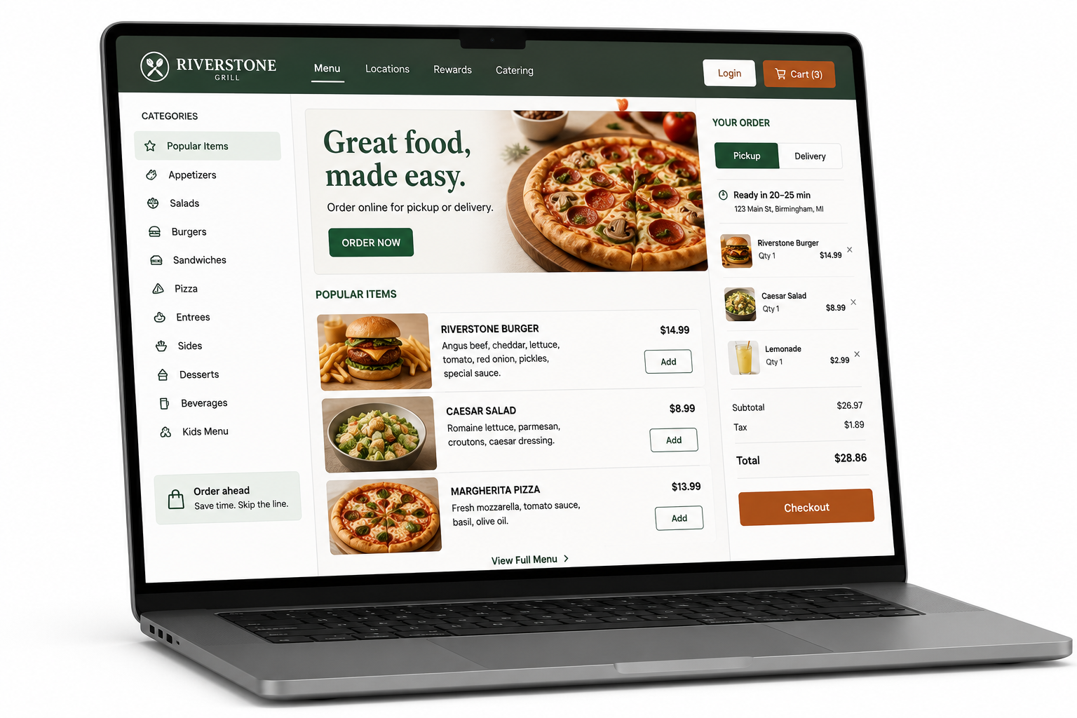 Genius online restaurant ordering system